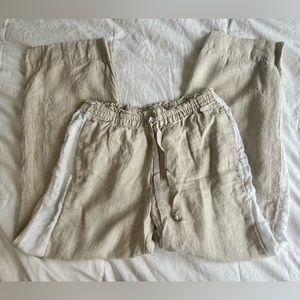 J. Crew Linen Beige + White Stripe Pants [Sz. XS]